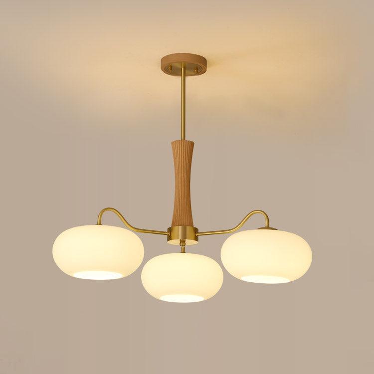 Lustra Lustre en Laiton et Bois Kaki