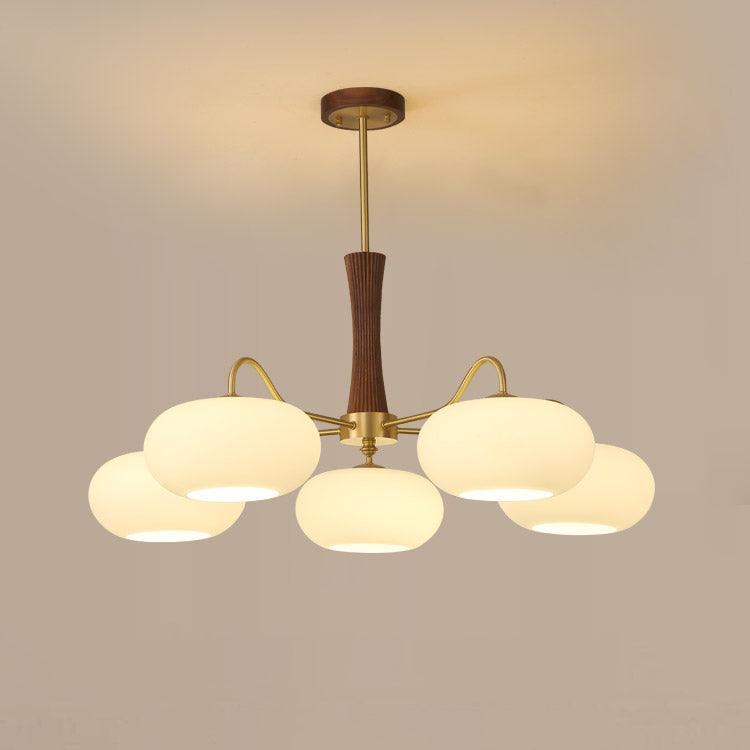 Lustra Lustre en Laiton et Bois Kaki