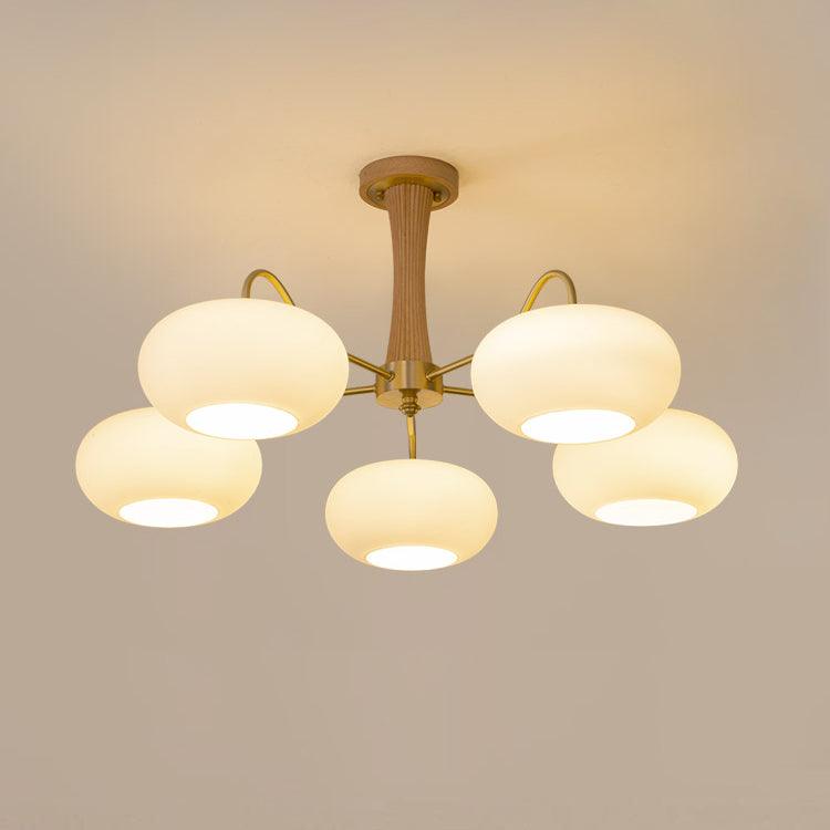 Lustra Lustre en Laiton et Bois Kaki