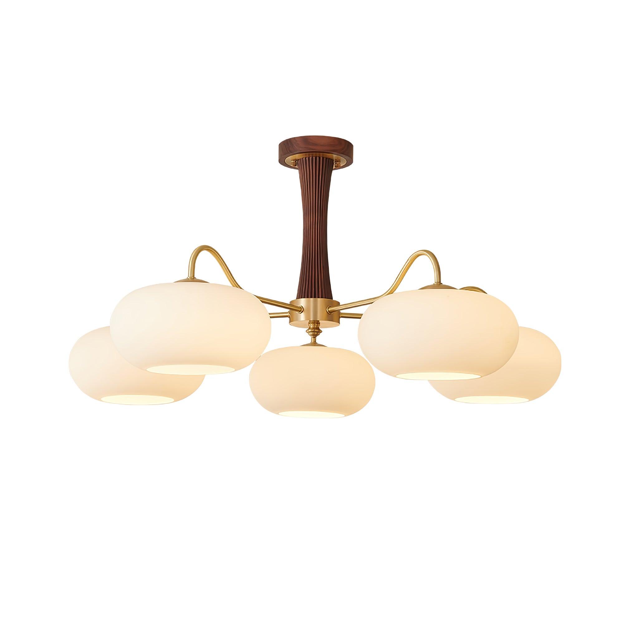 Lustra Lustre en Laiton et Bois Kaki