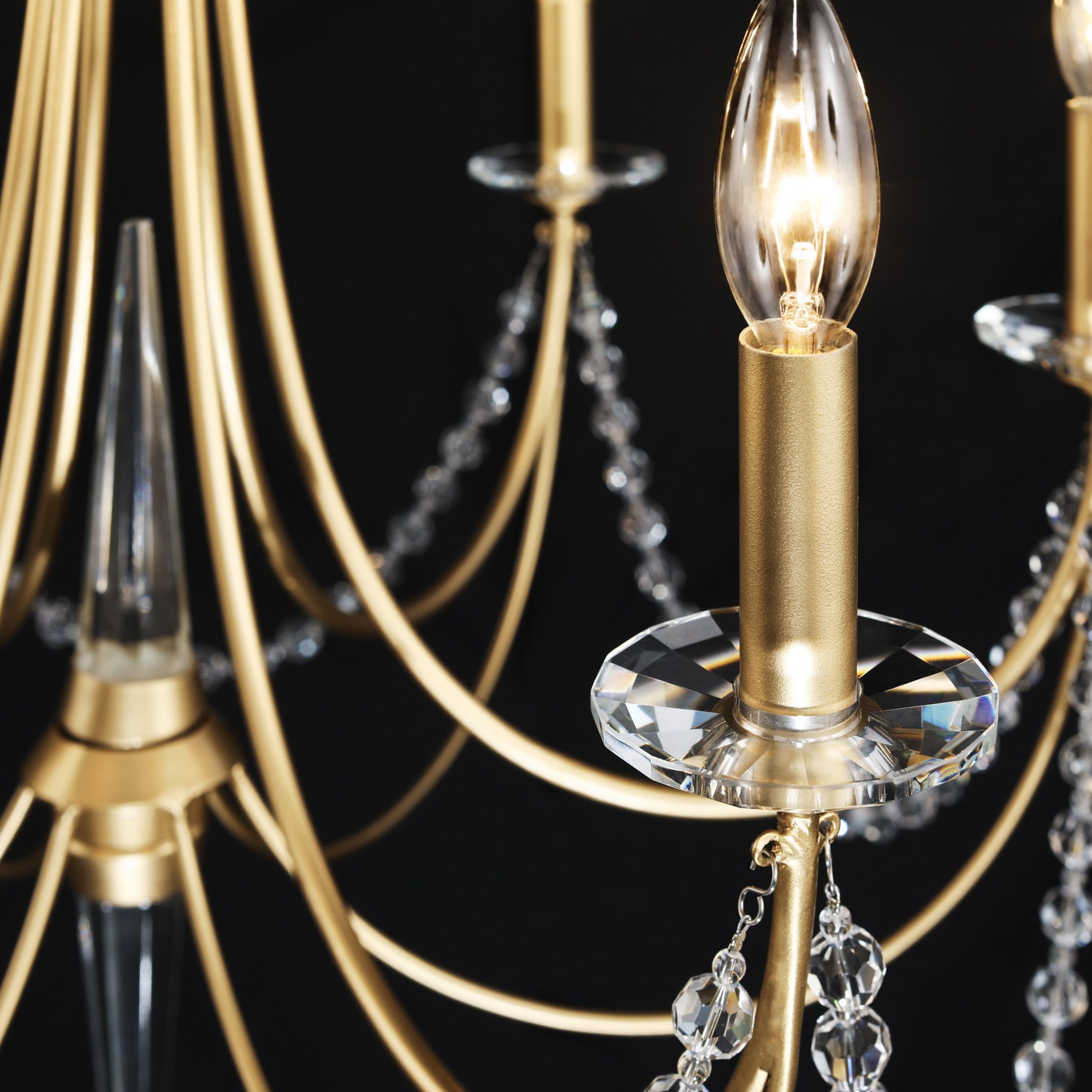 Purelux Postmodern Luxe Laiton Métal Cristal Lustre