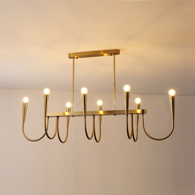 Fluide Lustre Linéaire Métal Laiton Minimaliste Moderne