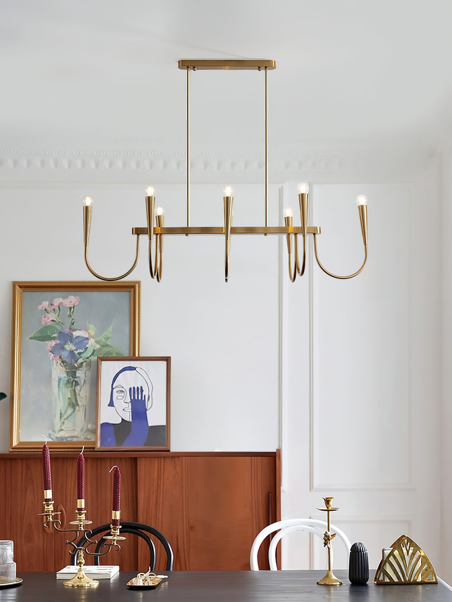Fluide Lustre Linéaire Métal Laiton Minimaliste Moderne