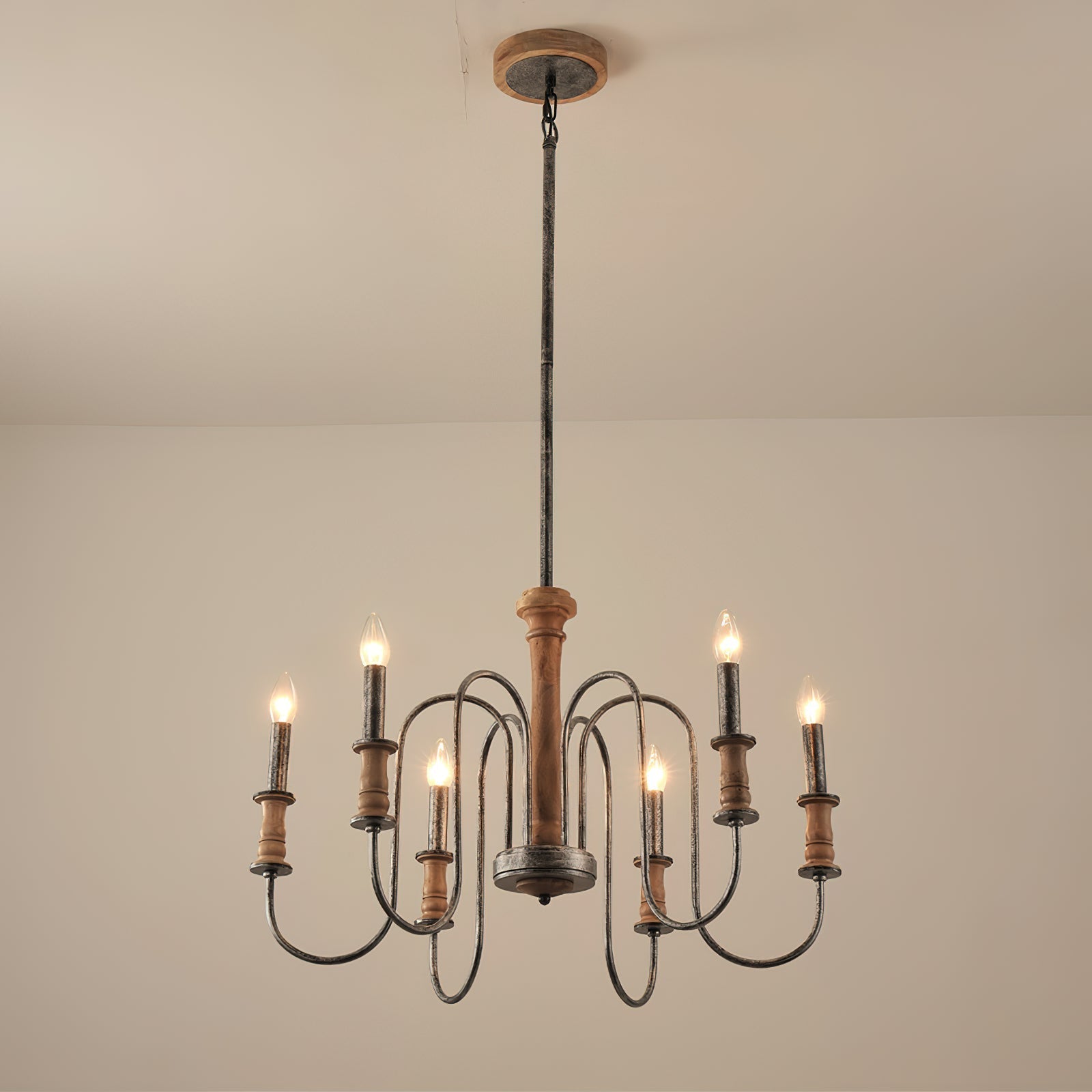Volo Lustre Métal Bois Luxe Postmoderne
