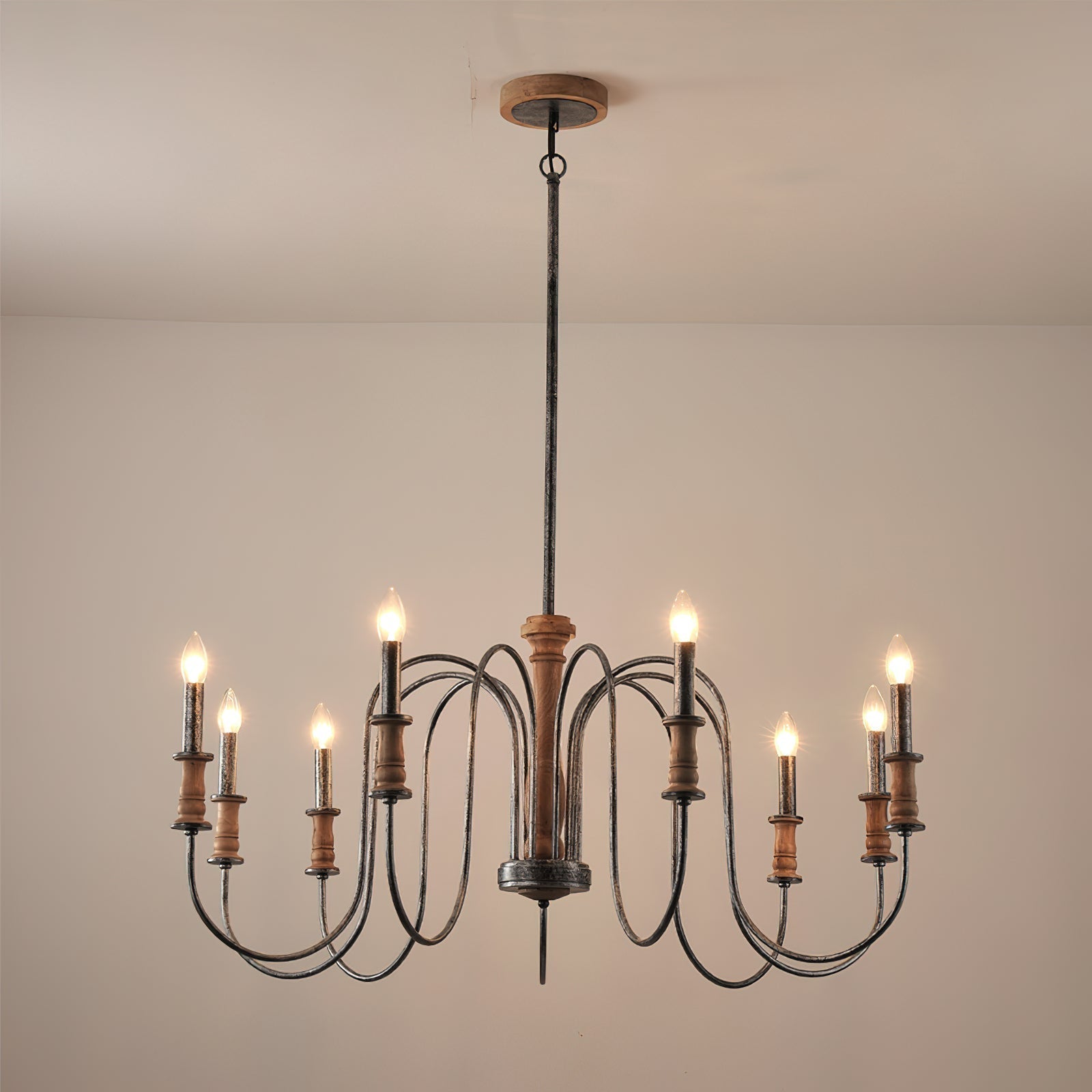 Volo Lustre Métal Bois Luxe Postmoderne