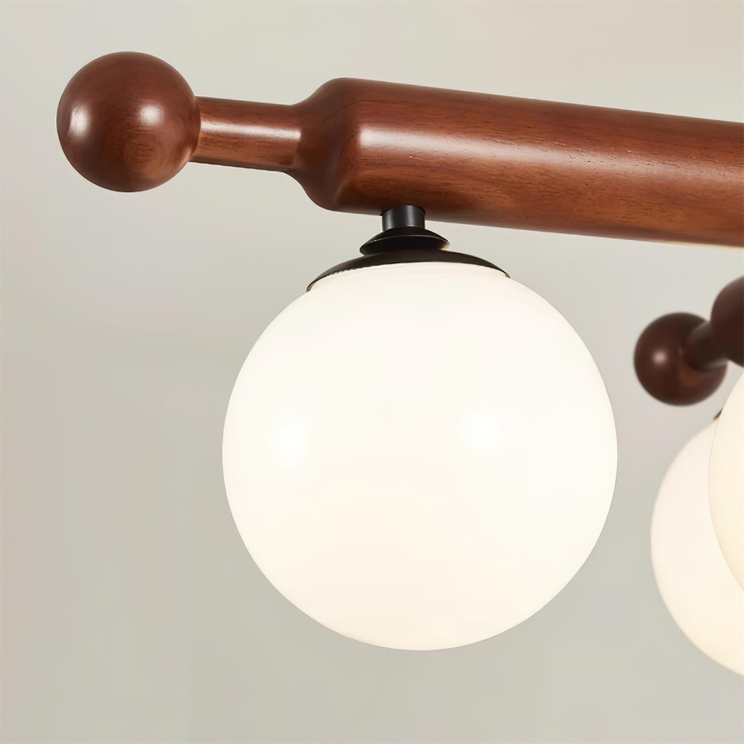 Briette Lustre Plafonnier Bras en Bois Globe Sculptural