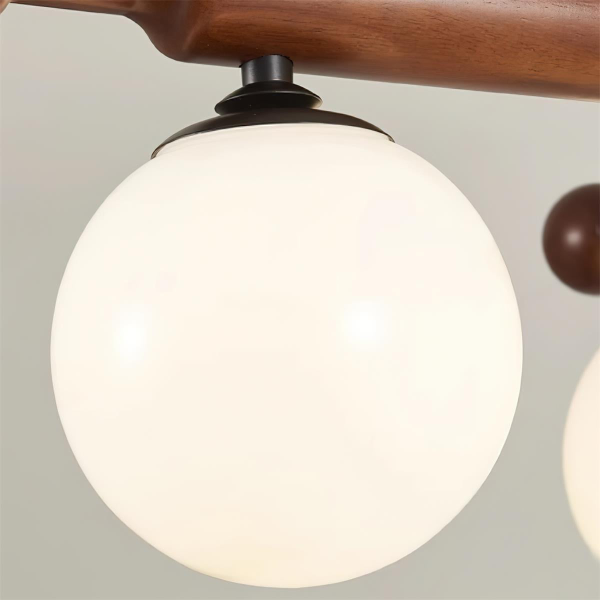 Briette Plafonnier Bois Verre Globe Mid Century