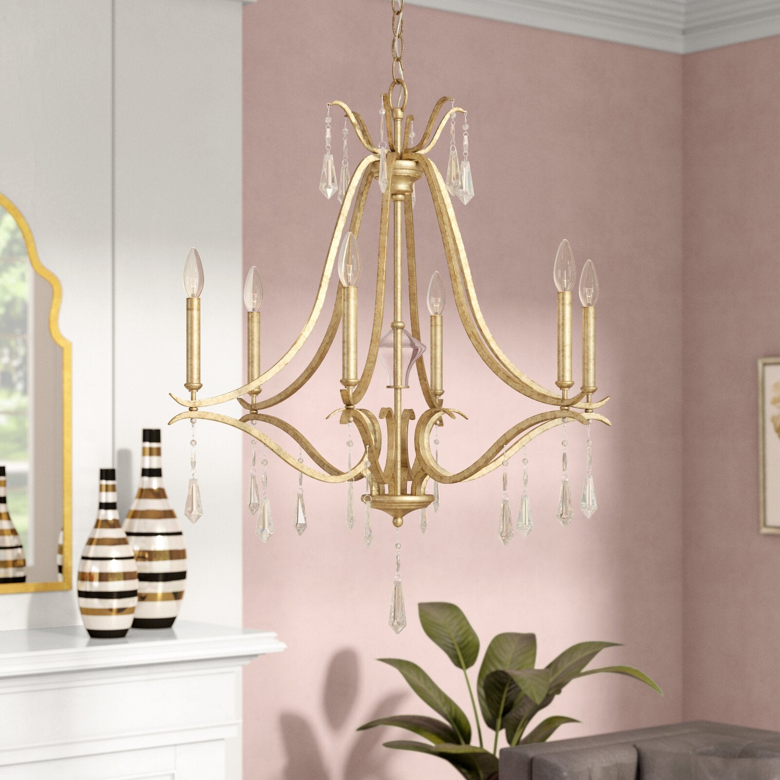 Lyra Lustre Cristal Cuivre Luxe Postmoderne