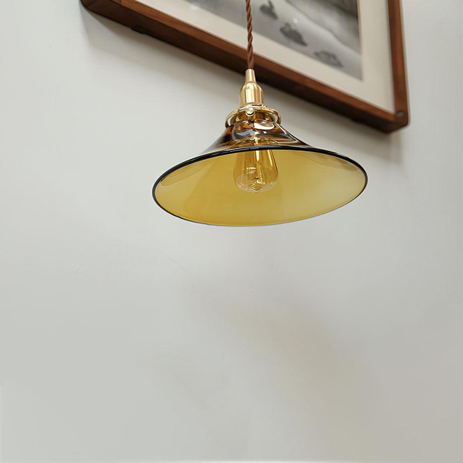 Solara Suspension en Verre Ambre Laiton Vintage