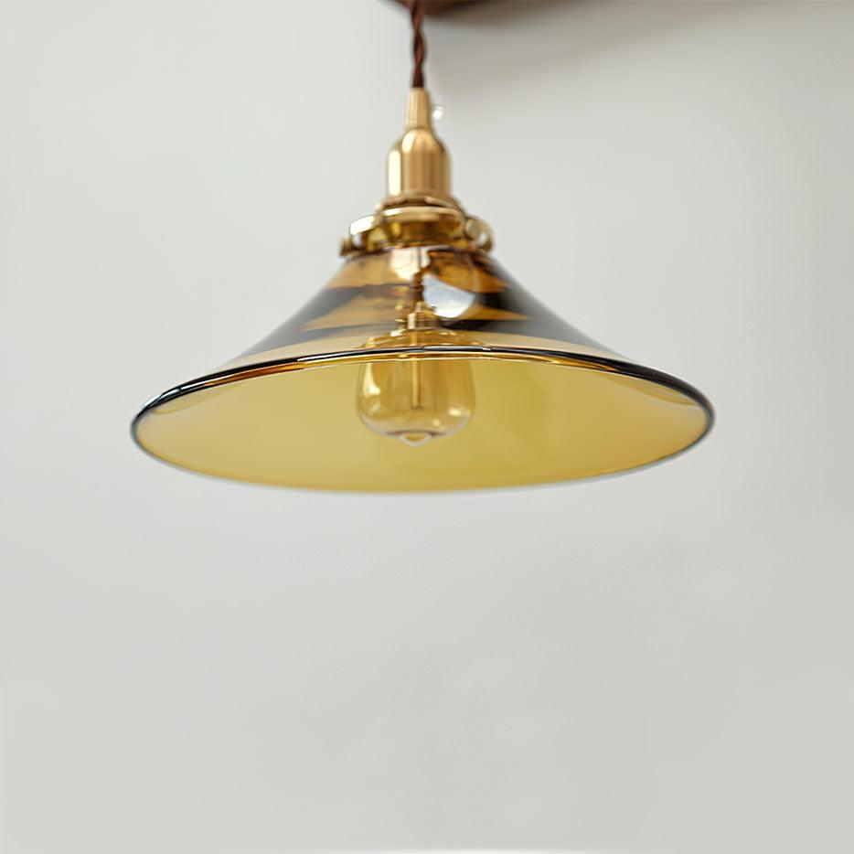 Solara Suspension en Verre Ambre Laiton Vintage