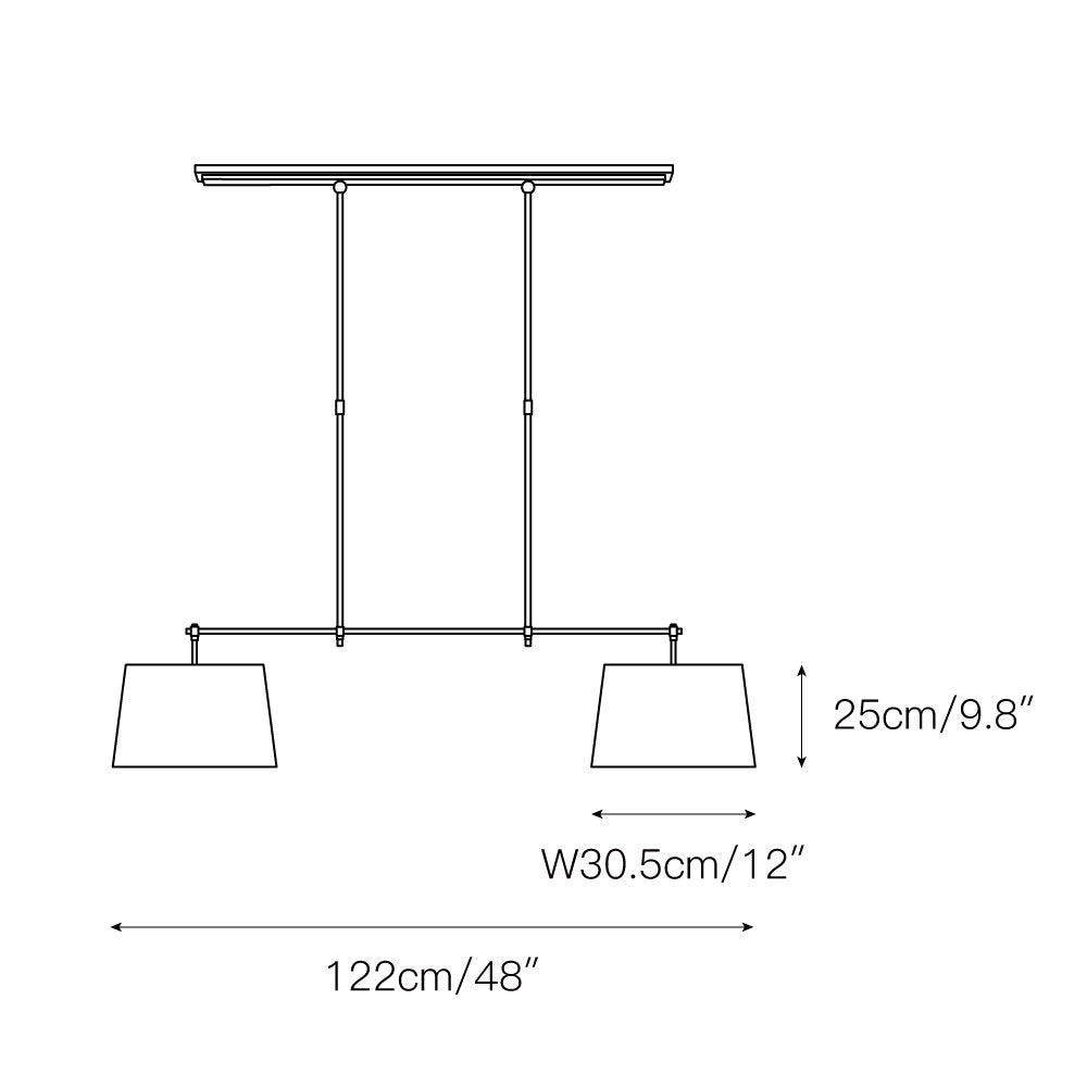 Kaleido Suspension Linéaire Métal Laiton Tissu Élégance