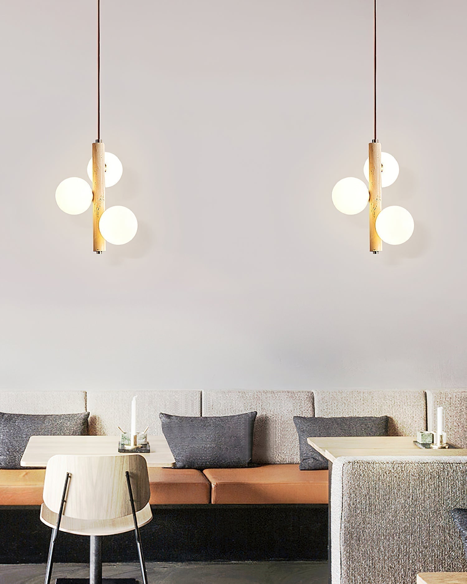 Aursorel Suspension Multi-Globe en Travertin
