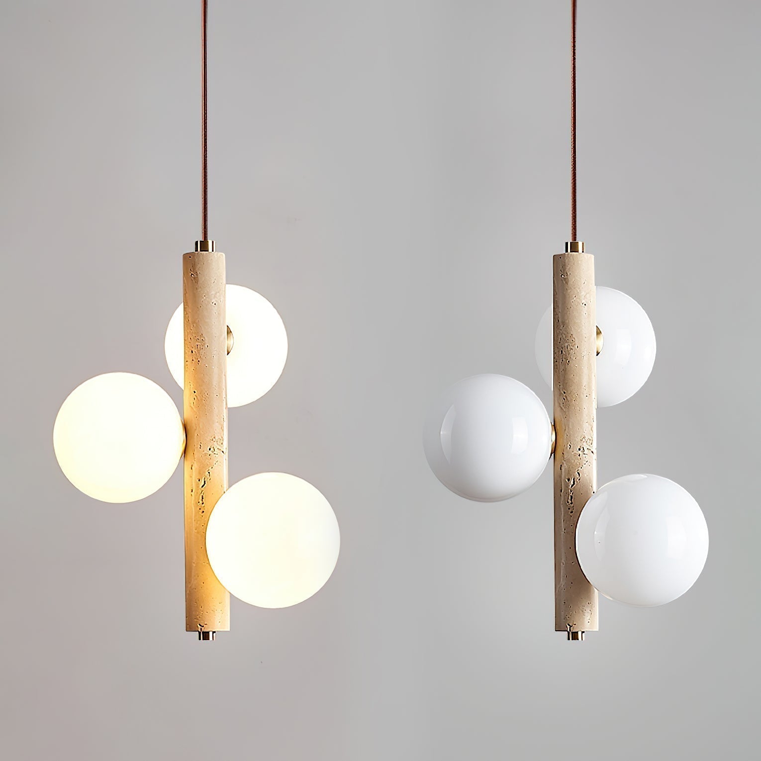 Aursorel Suspension Multi-Globe en Travertin
