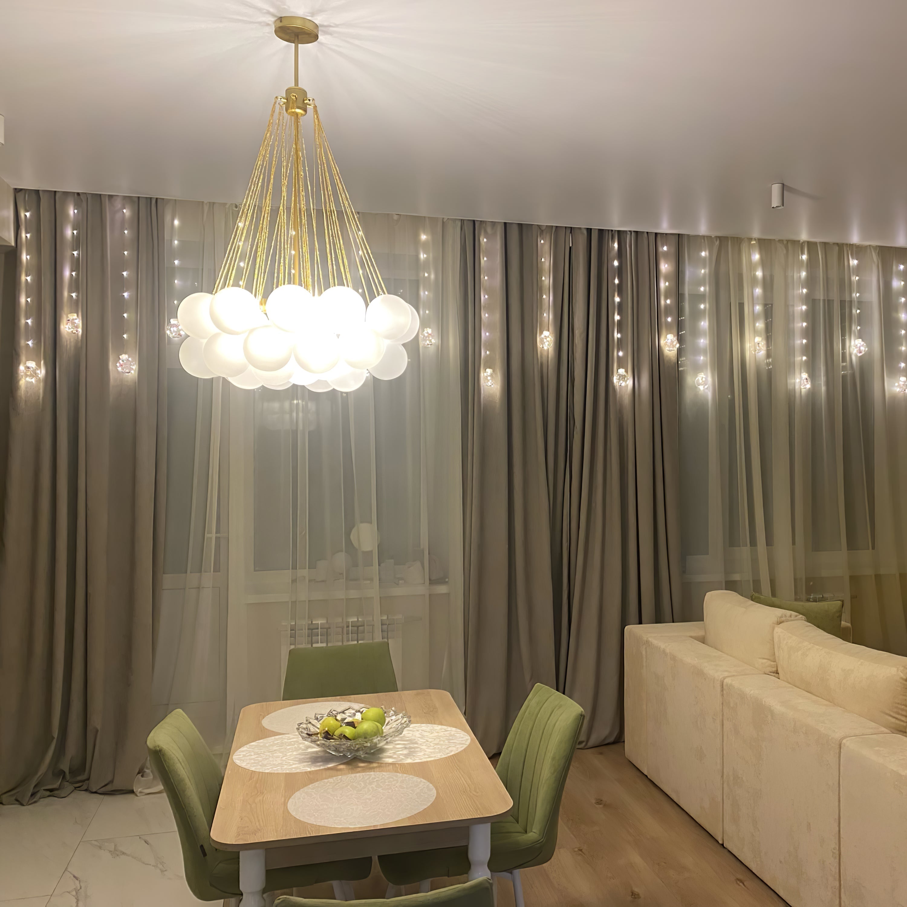 Lustra Lustre Bulles en Verre Satiné