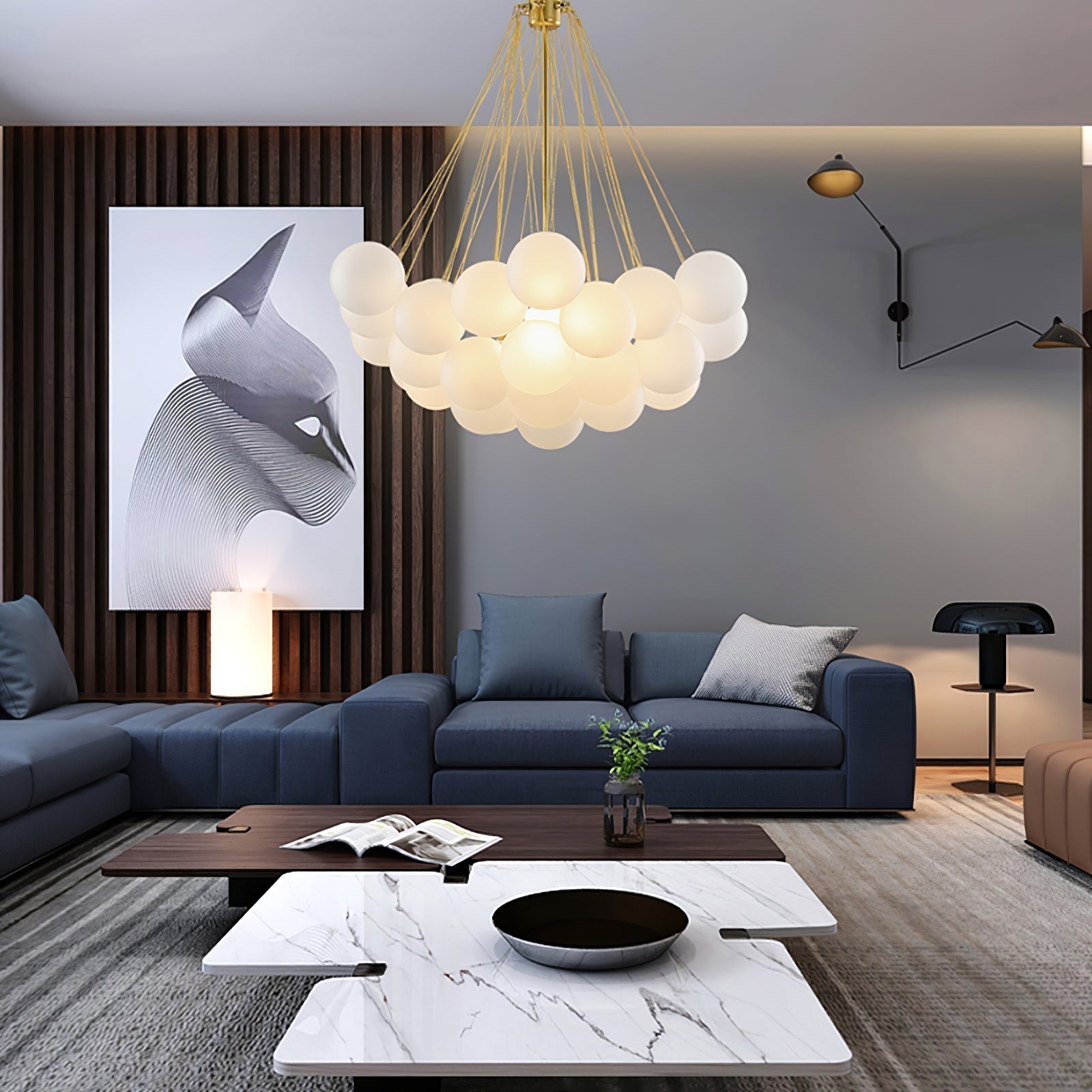 Lustra Lustre Bulles en Verre Satiné