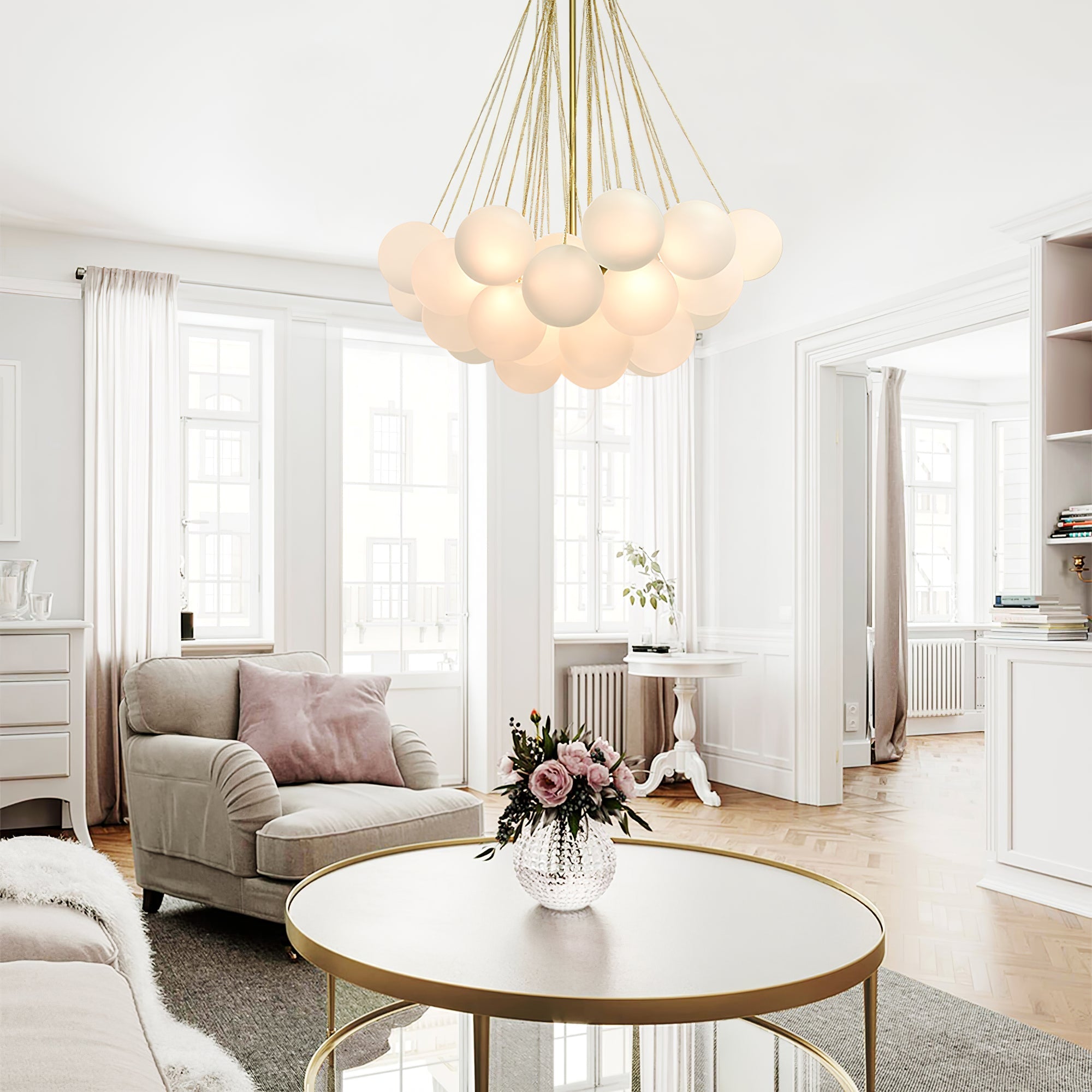 Lustra Lustre Bulles en Verre Satiné