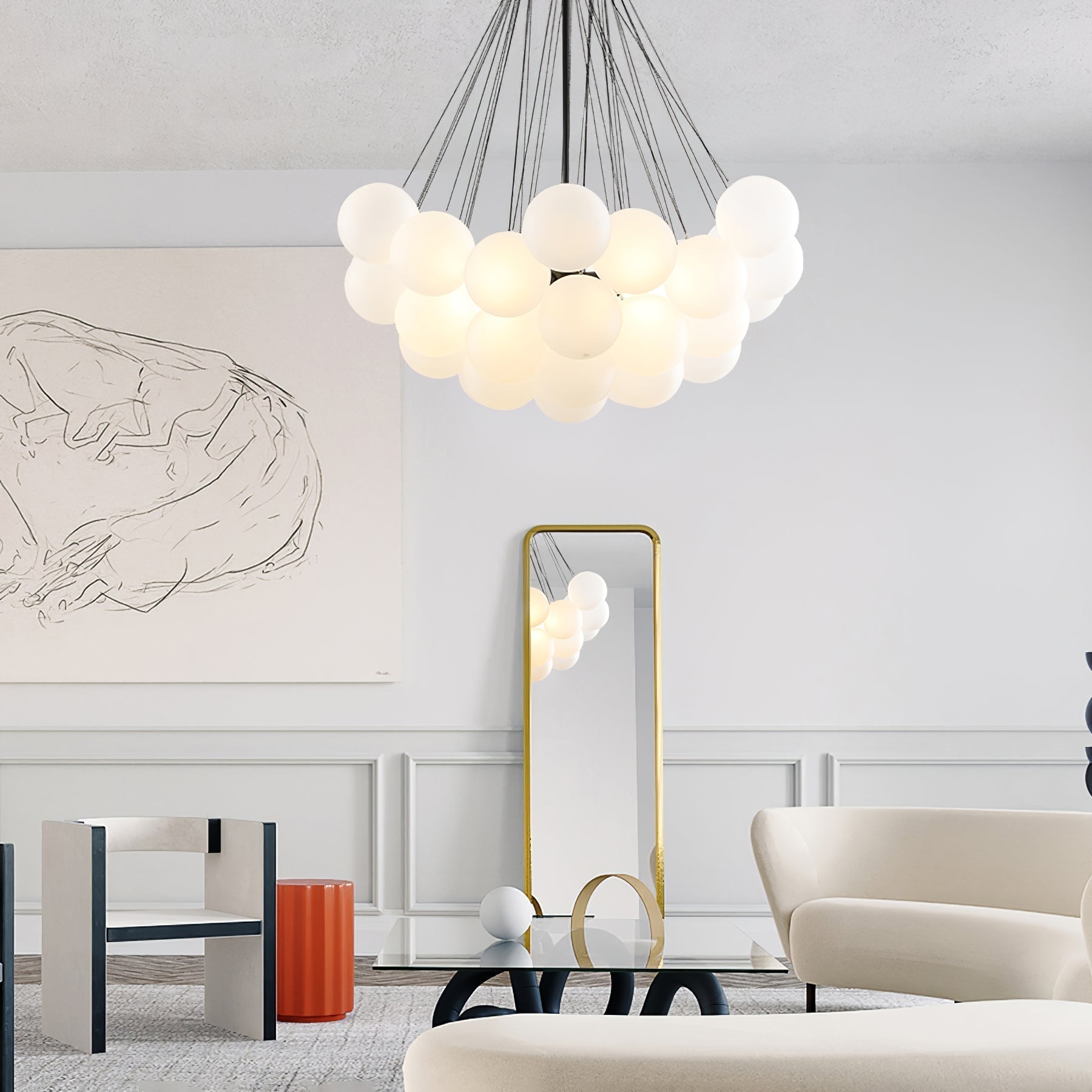 Lustra Lustre Bulles en Verre Satiné