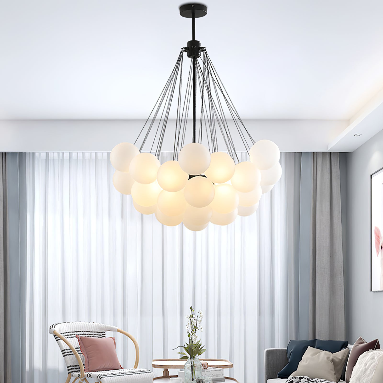 Lustra Lustre Bulles en Verre Satiné