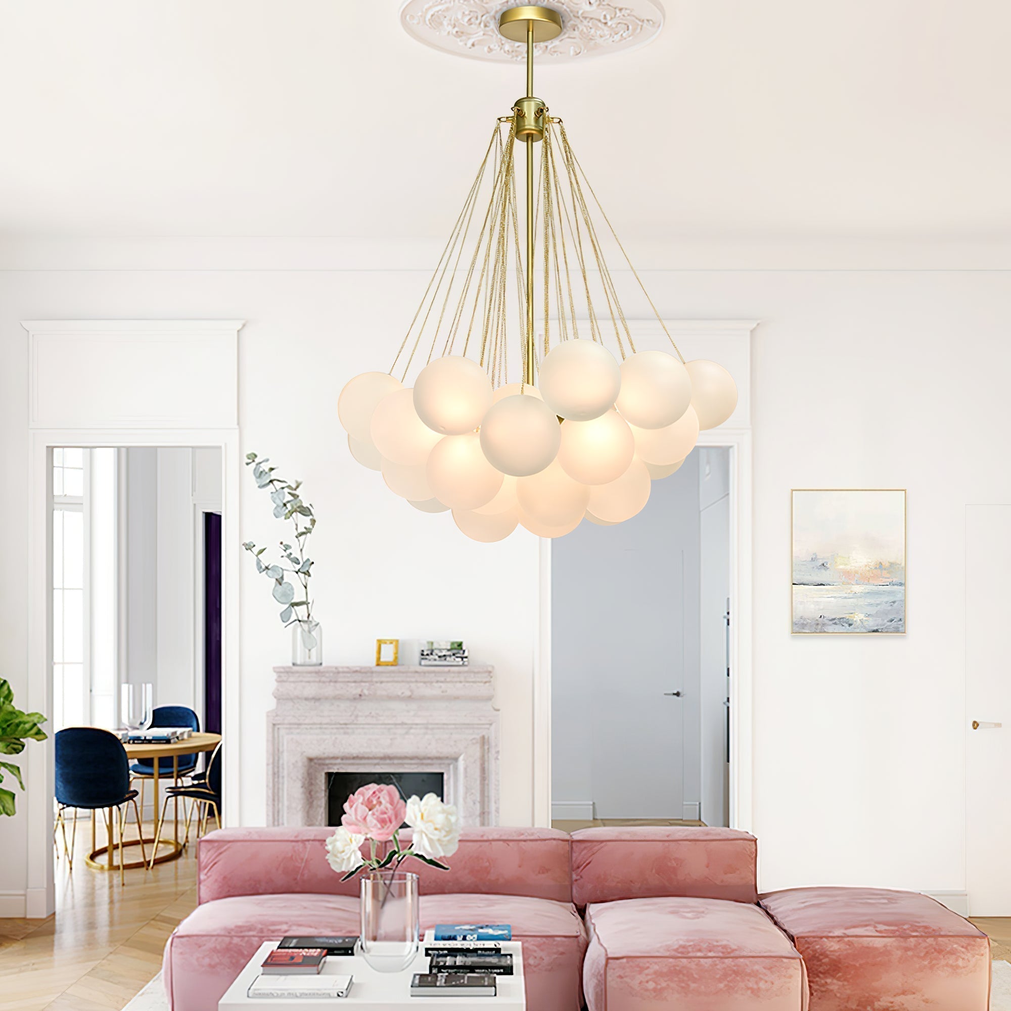 Lustra Lustre Bulles en Verre Satiné