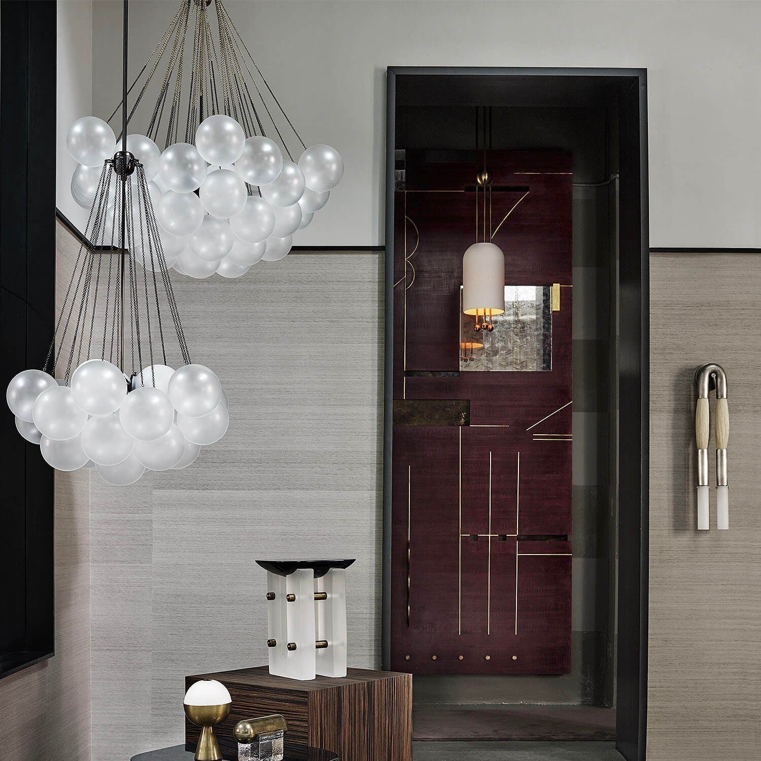 Lustra Lustre Bulles en Verre Satiné