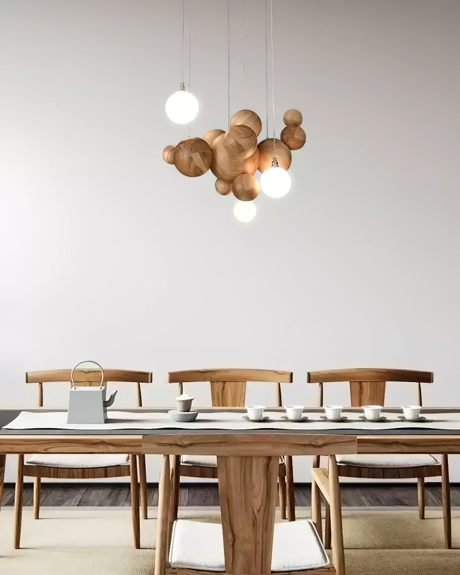 Lustra Lustre Bois & Acrylique Boule à Bulles en Cluster