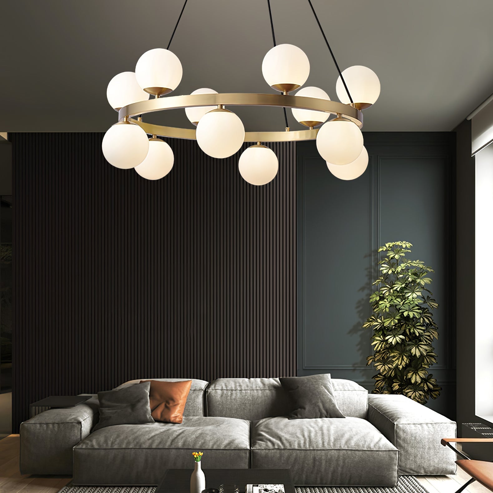 Lustra Lustre Globe Anneau en Laiton