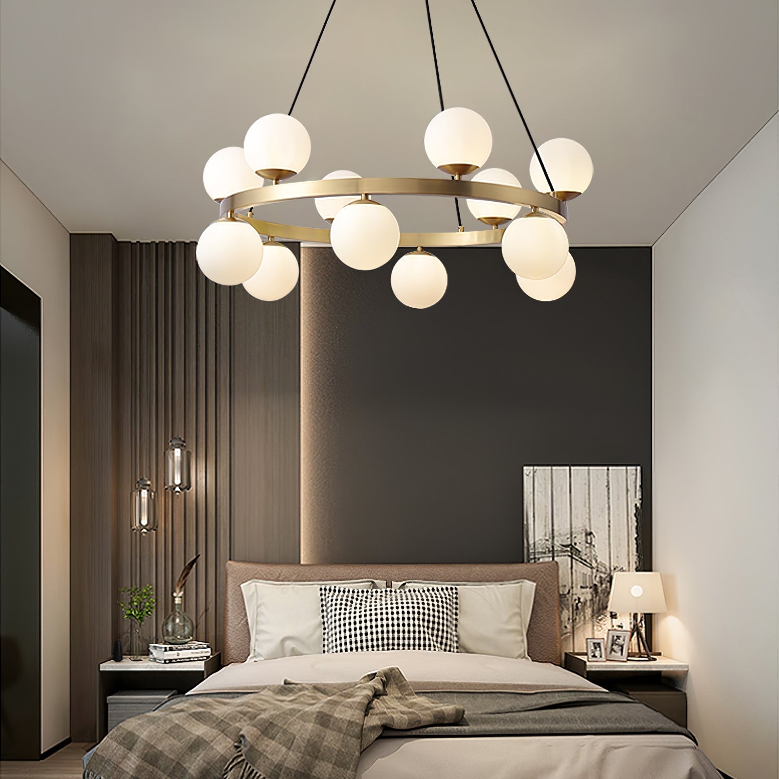 Lustra Lustre Globe Anneau en Laiton