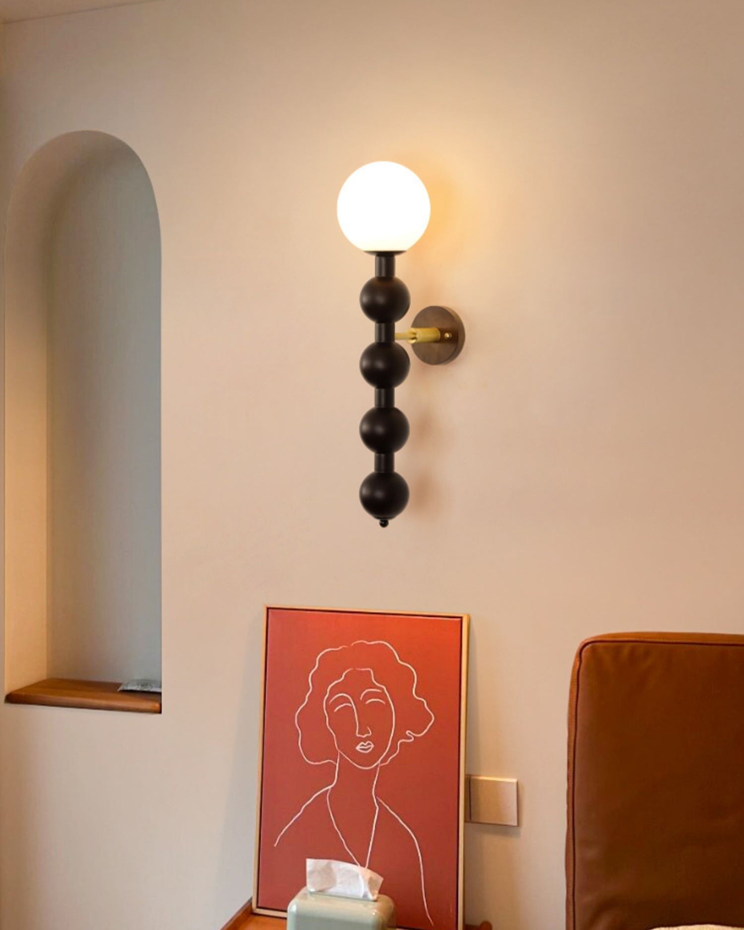 Olaeia Applique Murale Moderne Minimaliste Bubbly en Bois et Verre