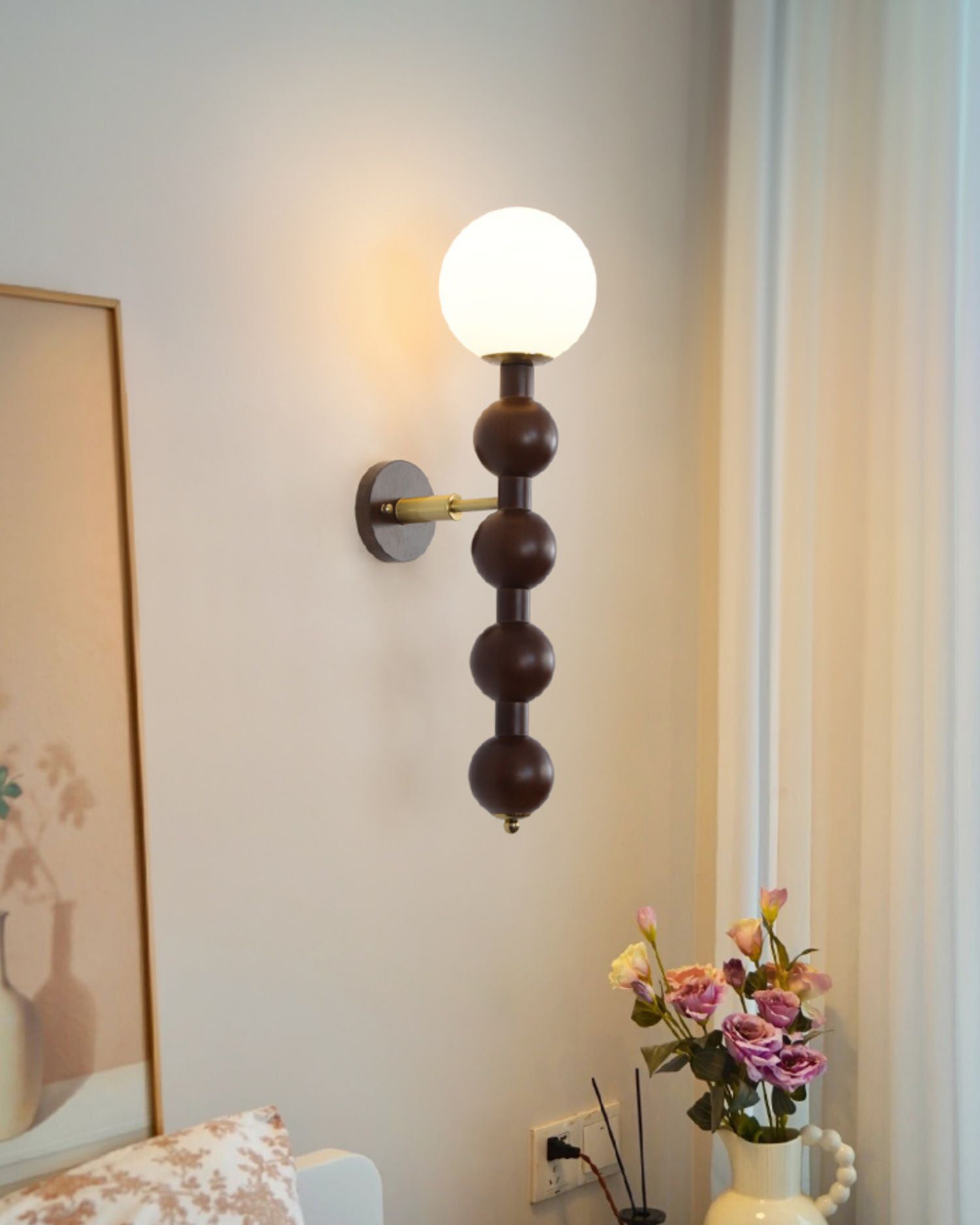 Olaeia Applique Murale Moderne Minimaliste Bubbly en Bois et Verre