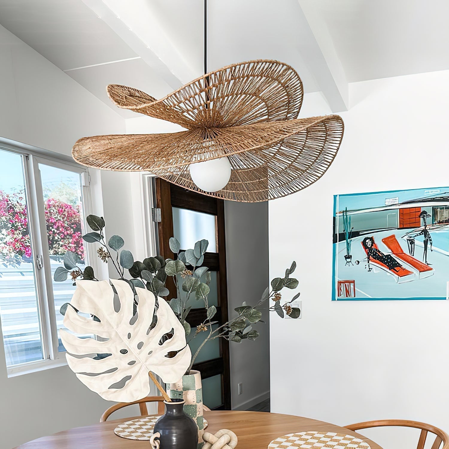 Bukolique Suspension Rotin Floraison