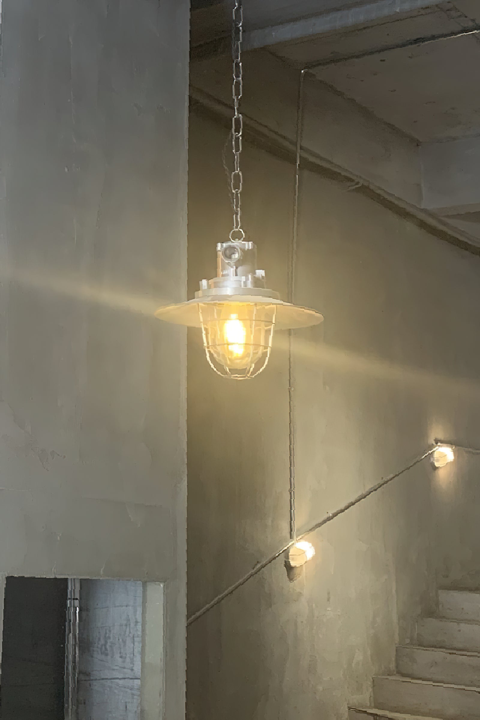 Celest Suspension Métal Verre Cage Industrielle Vintage