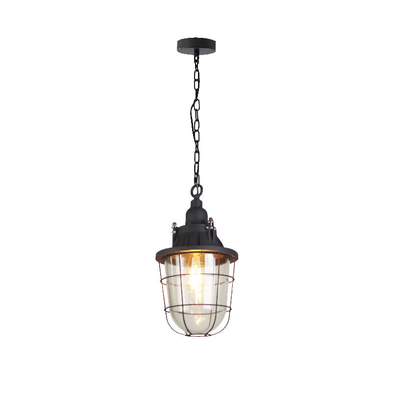 Celest Suspension Métal Verre Cage Industrielle Vintage