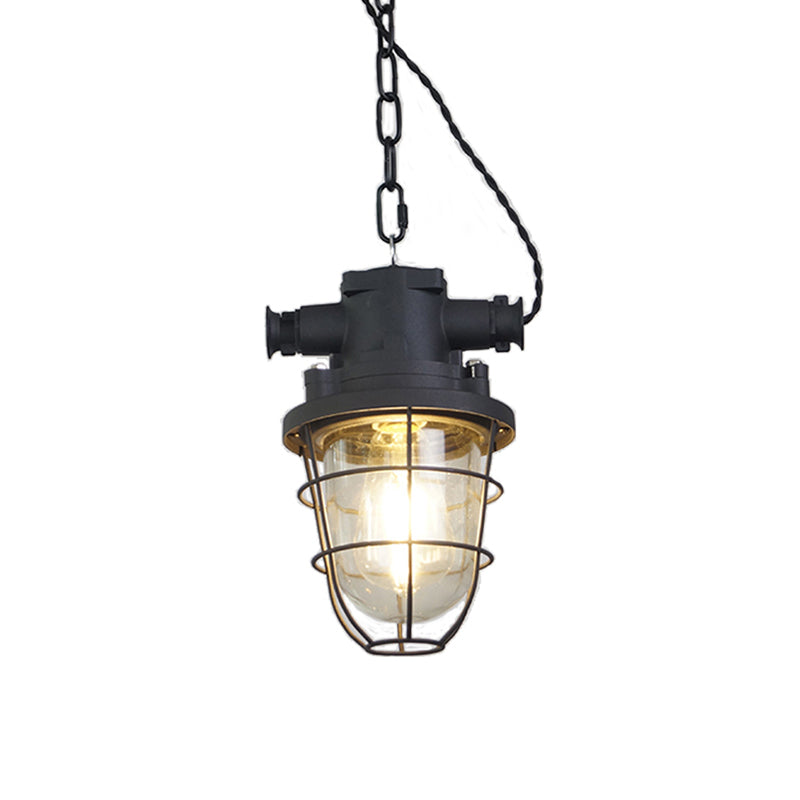 Celest Suspension Métal Verre Cage Industrielle Vintage