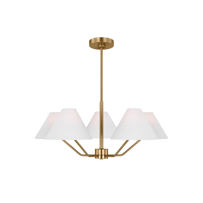Lustra Lustre en Laiton Abat-jours en Tissu en Forme de Cône Moderne