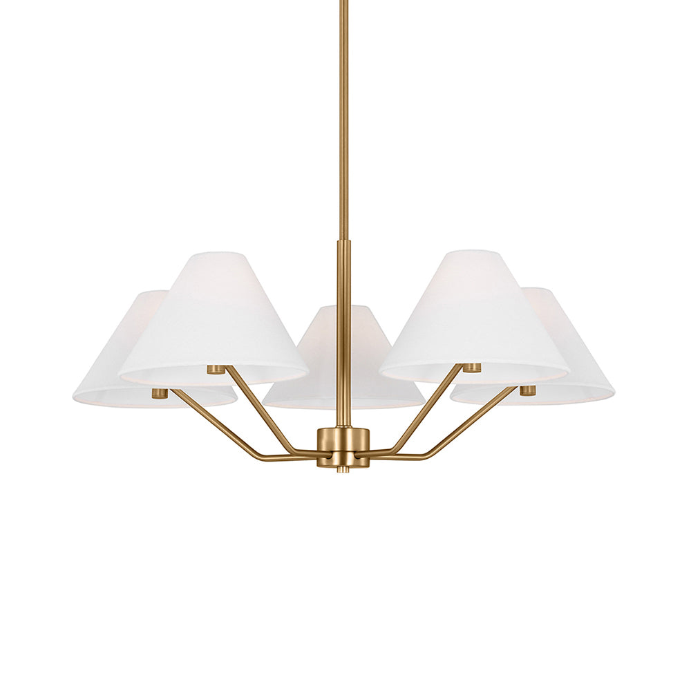 Lustra Lustre en Laiton Abat-jours en Tissu en Forme de Cône Moderne