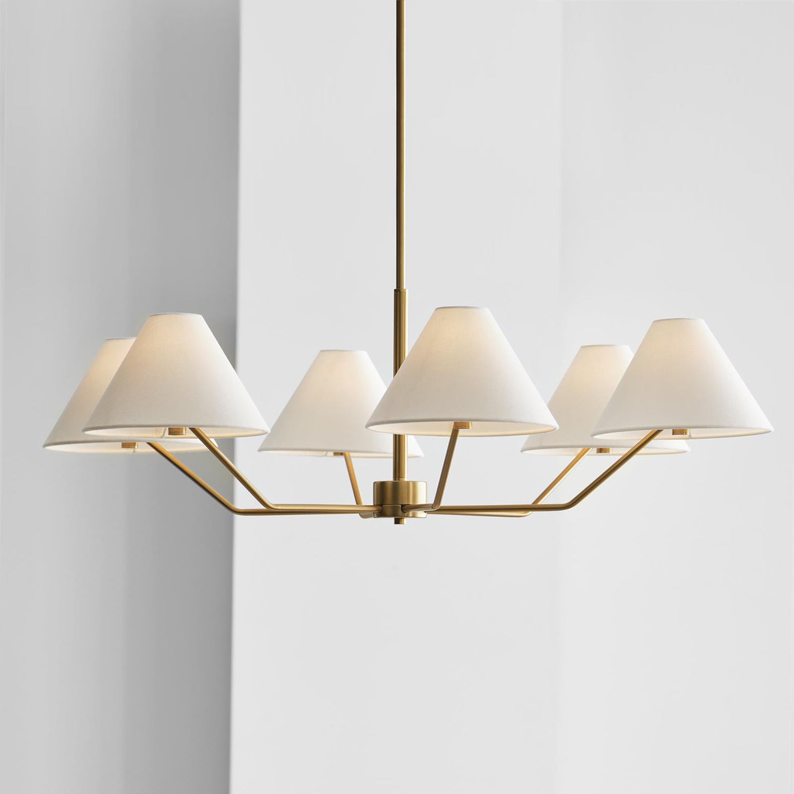 Lustra Lustre en Laiton Abat-jours en Tissu en Forme de Cône Moderne