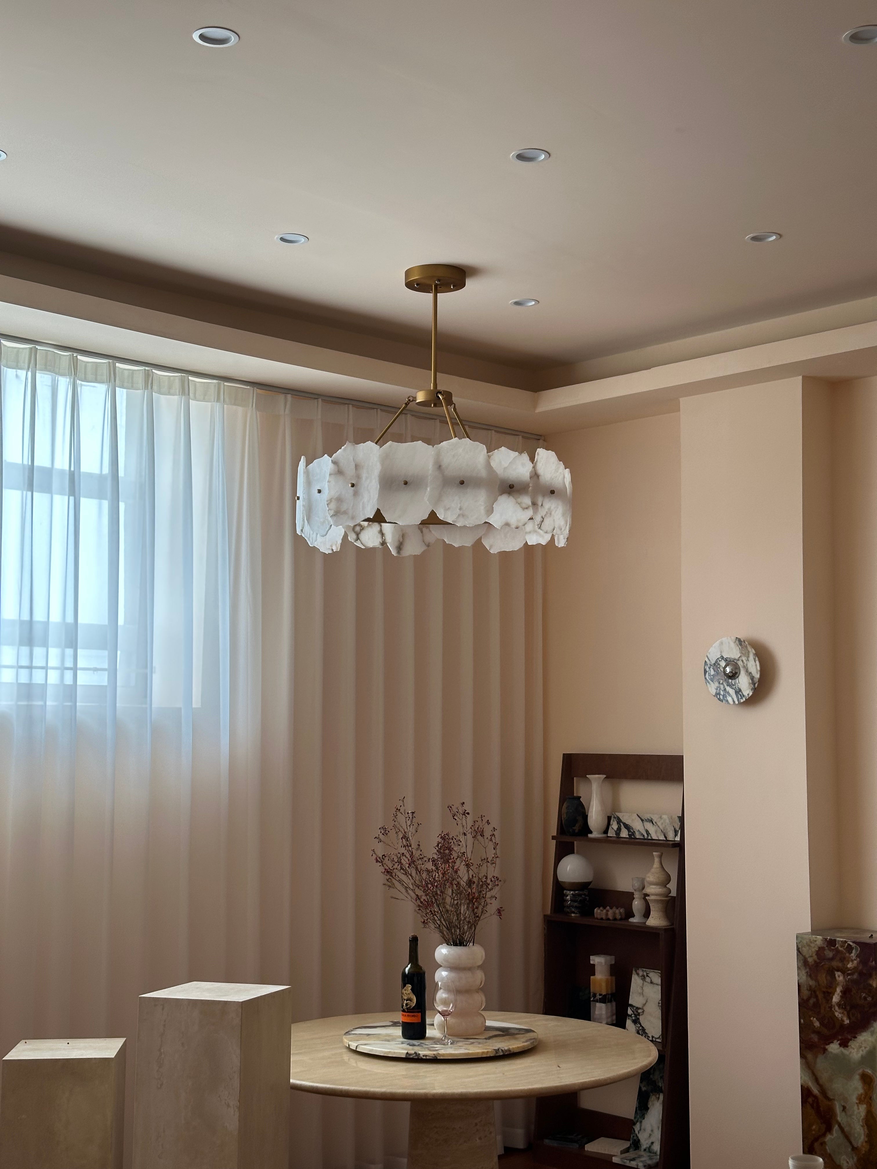 Cryon Lustre en laiton et alabastre Style luxueux postmoderne