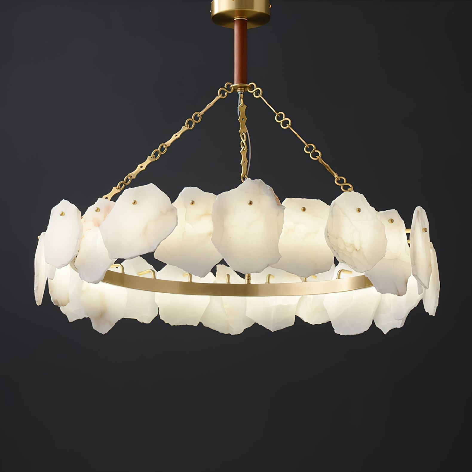 Alora Lustre Rond en Laiton et Marbre Style Luxueux Postmoderne