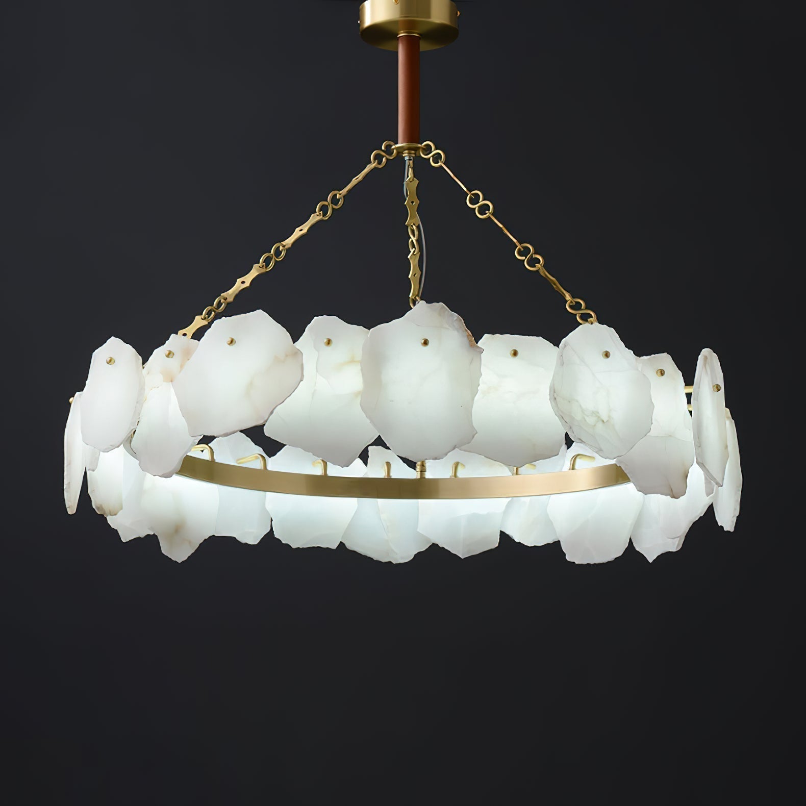 Alora Lustre Rond en Laiton et Marbre Style Luxueux Postmoderne