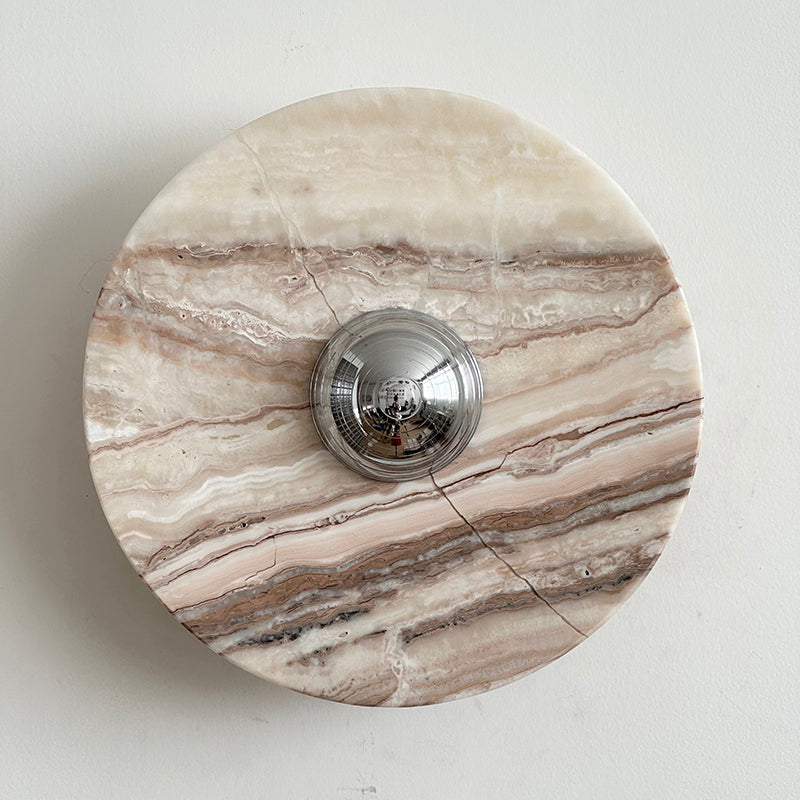 Zeno Applique Murale Ronde en Chrome, Marbre et Métal Style Minimaliste Moderne
