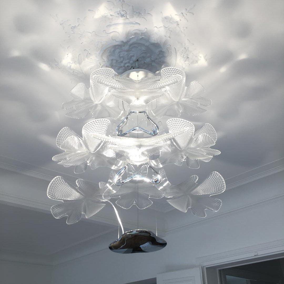 Solara Lustre Suspension Feuille Transparente