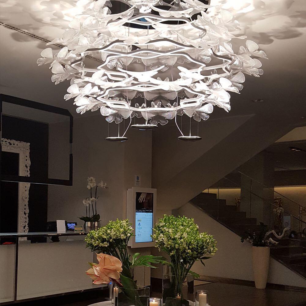 Solara Lustre Suspension Feuille Transparente