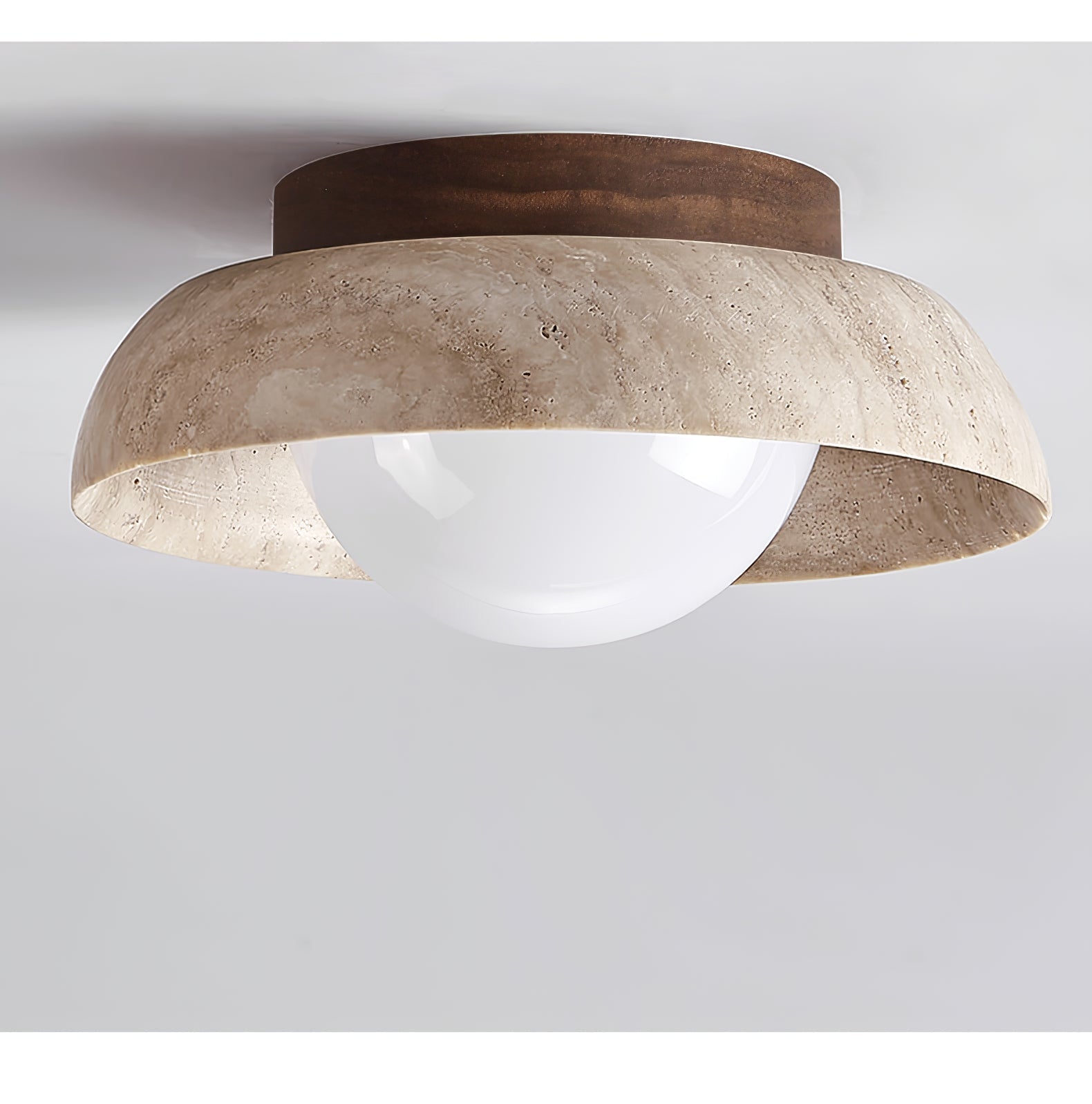 Ashaionis Lampe Plafonnier Disc-Dôme en Travertin