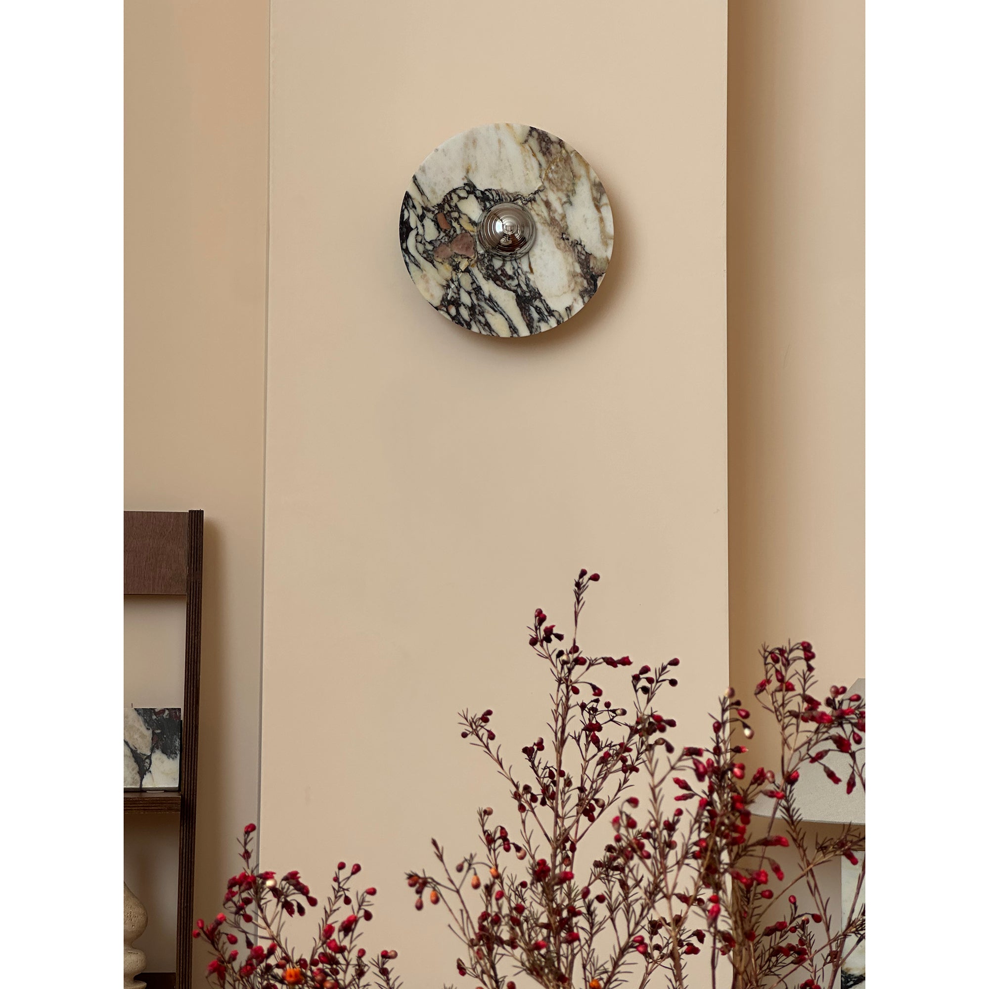 Zeno Applique Murale Ronde en Chrome, Marbre et Métal Style Minimaliste Moderne