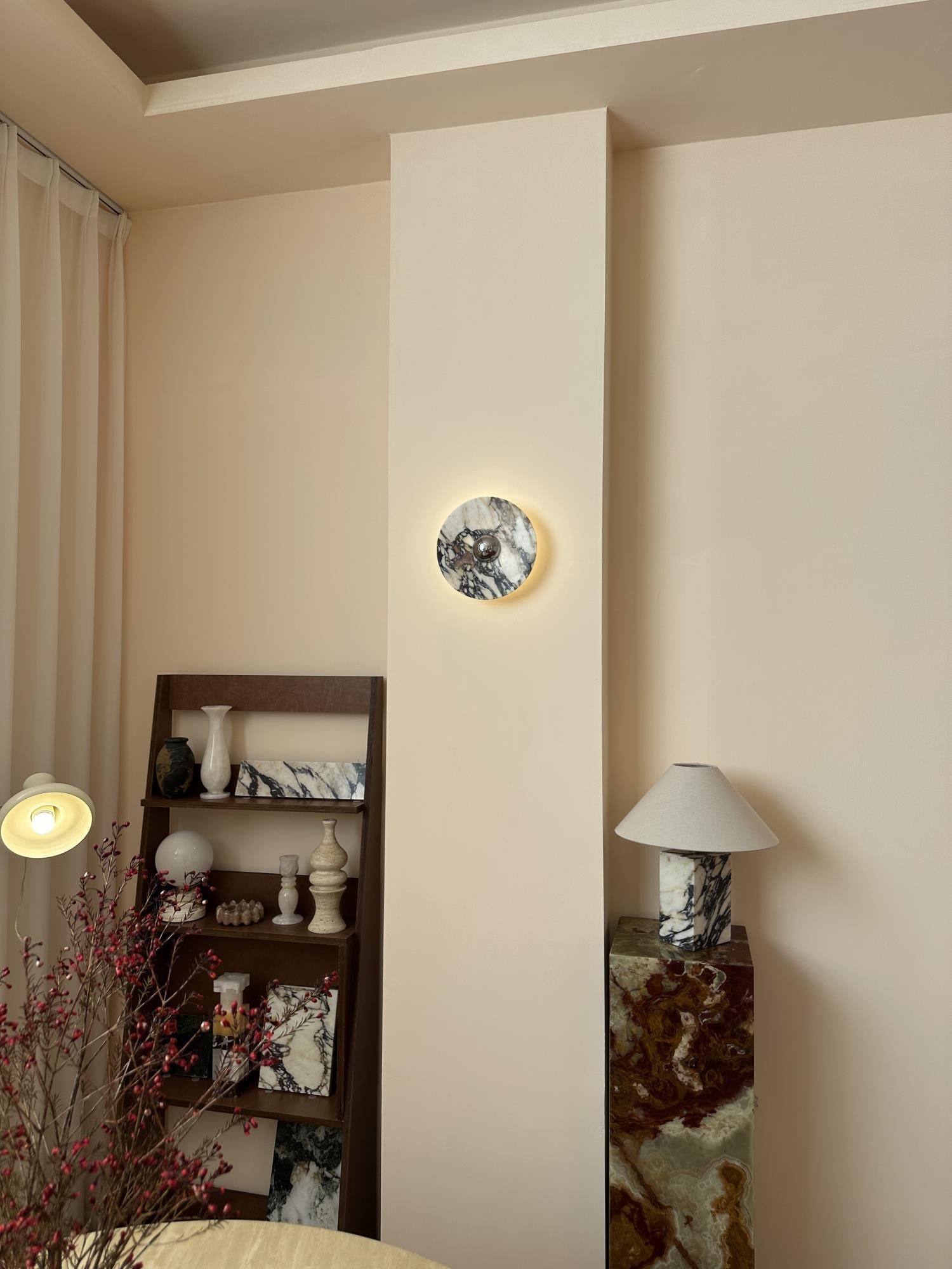 Alter Applique Murale Ronde en Marbre et Métal Style Minimaliste Moderne