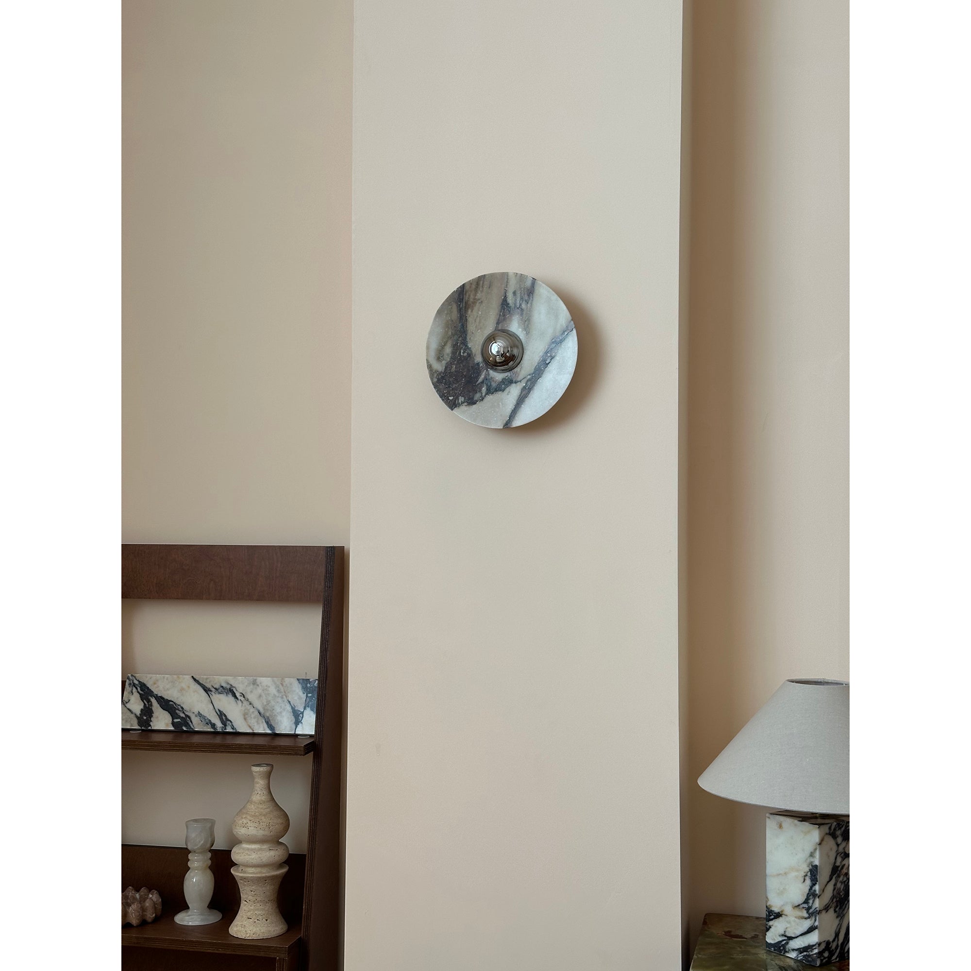 Alter Applique Murale Ronde en Marbre et Métal Style Minimaliste Moderne