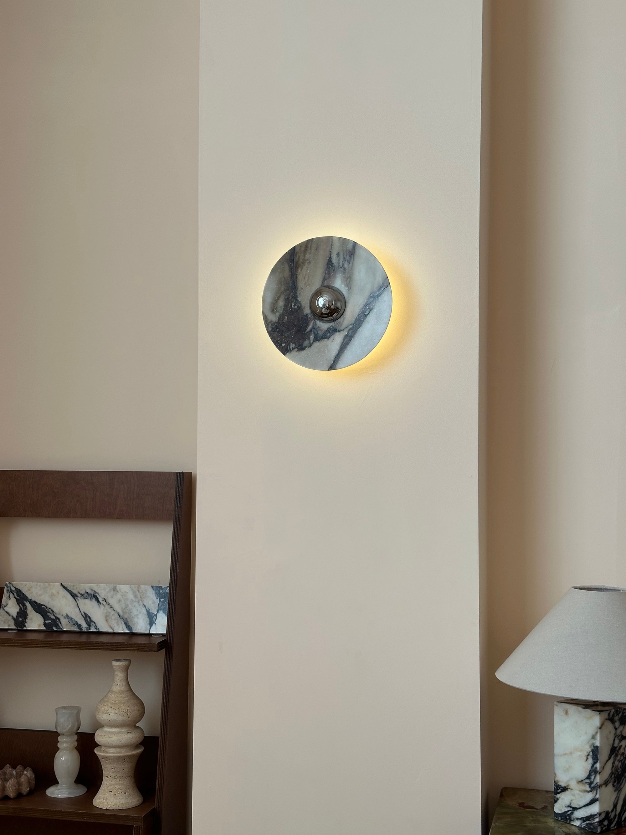 Alter Applique Murale Ronde en Marbre et Métal Style Minimaliste Moderne