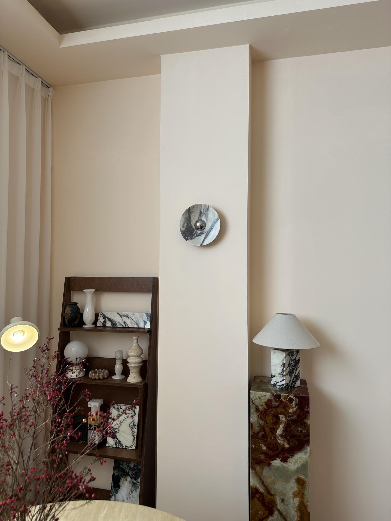 Alter Applique Murale Ronde en Marbre et Métal Style Minimaliste Moderne