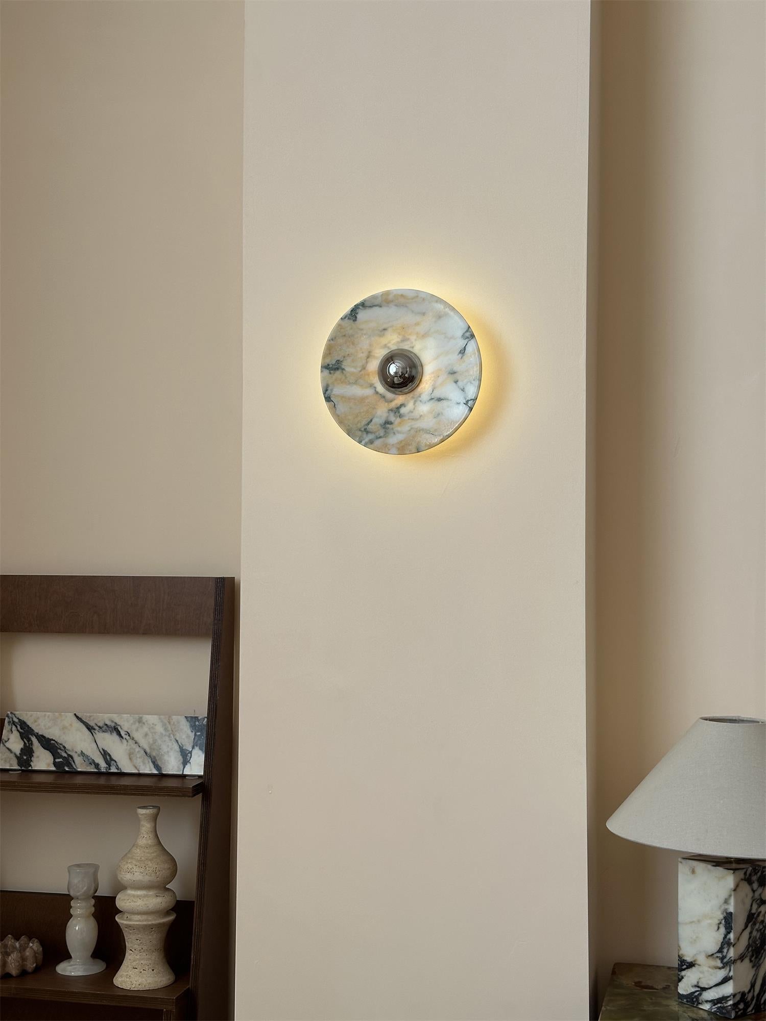 Alter Applique Murale Ronde en Marbre et Métal Style Minimaliste Moderne