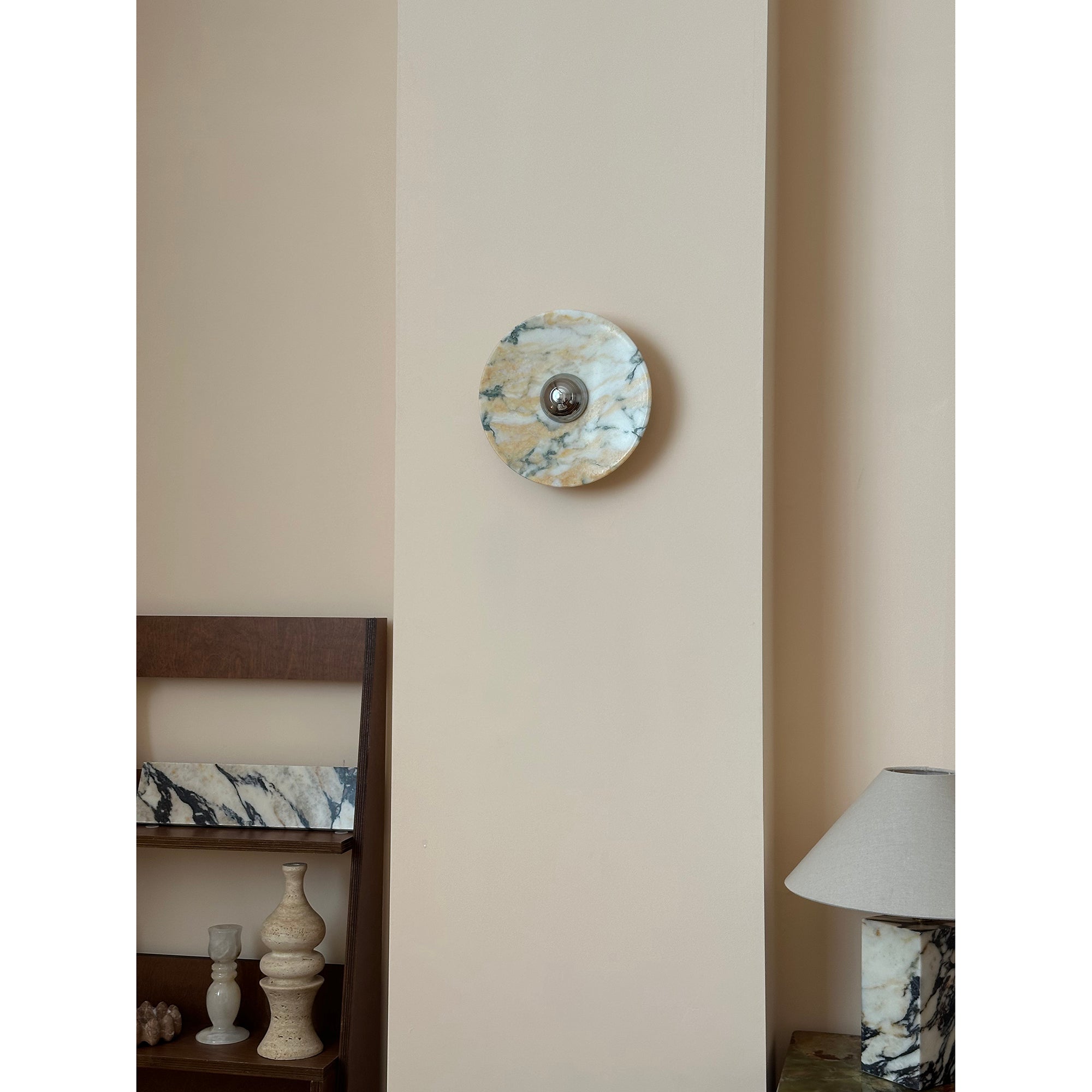 Alter Applique Murale Ronde en Marbre et Métal Style Minimaliste Moderne